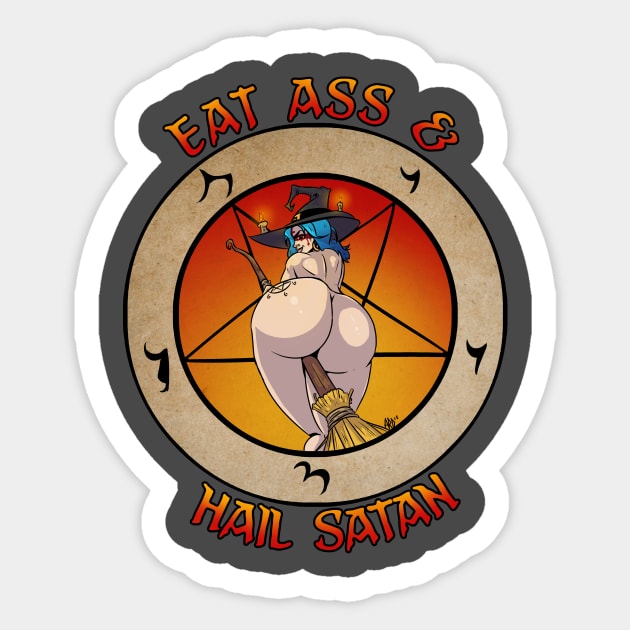 Eat Ass & Hail Satan Sticker by DeWidiot